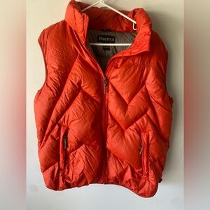 Marmot Men’s Orange Goose Down Puffer Vest XL Outdoors lifestyle adventure